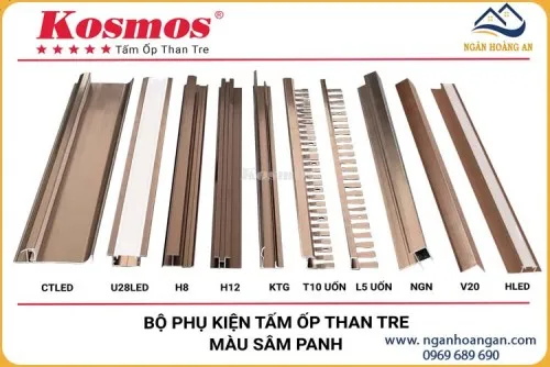 Phụ Kiện Nẹp Nhôm Tấm Ốp Than Tre Kosmos Màu Sâm Panh 8mm
