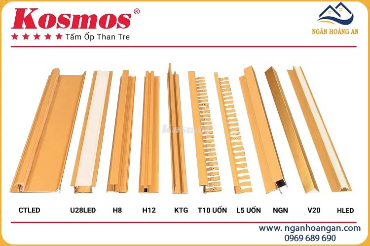 Phụ Kiện Nẹp Nhôm Tấm Ốp Than Tre Kosmos Màu Vàng 8mm