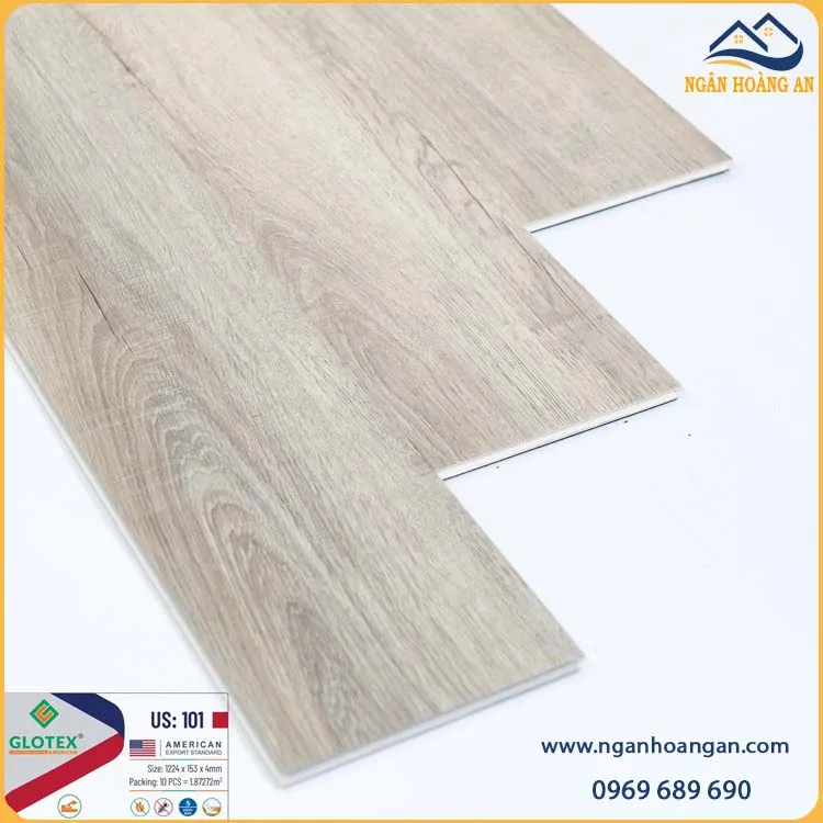 Sàn Nhựa Hèm Khóa Giả Vân Gỗ Glotex US101 Đế Cao Su 4mm