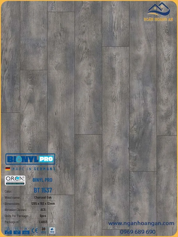 Sàn Gỗ Công Nghiệp Binyl Đức BT1537 Cốt Đen Dày 12mm Sàn Gỗ Công Nghiệp Binyl Đức BT1537 Cốt Đen Dày 12mm
