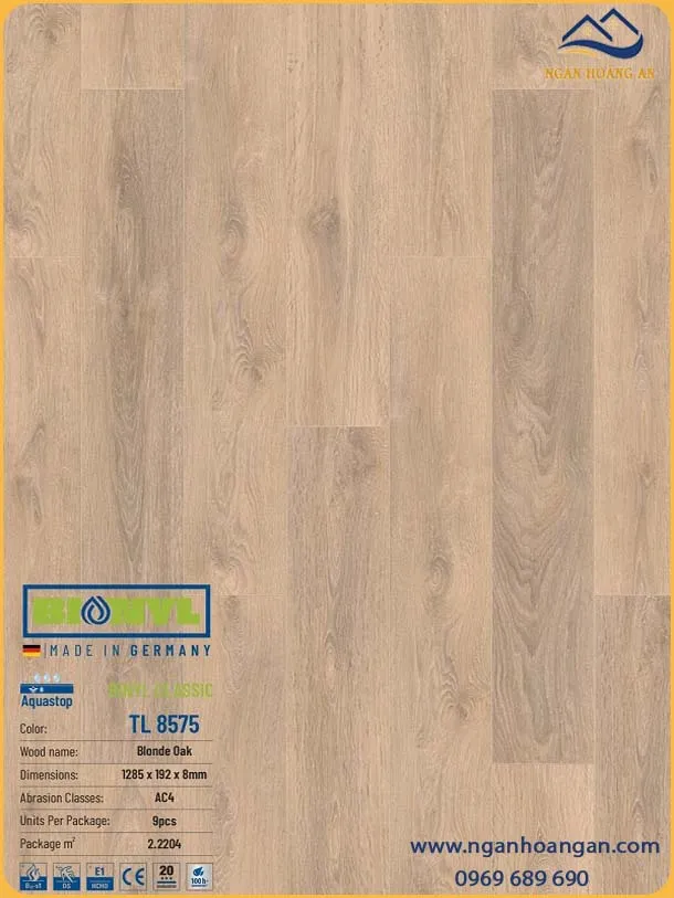 Sàn Gỗ Công Nghiệp Binyl Đức TL8575 Dày 8mm