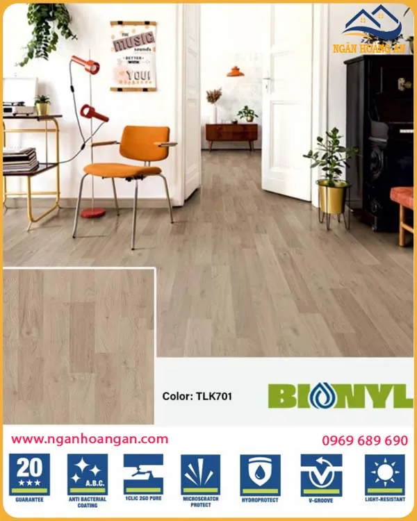 Sàn Gỗ Công Nghiệp Binyl Đức TLK701 Dày 8mm 