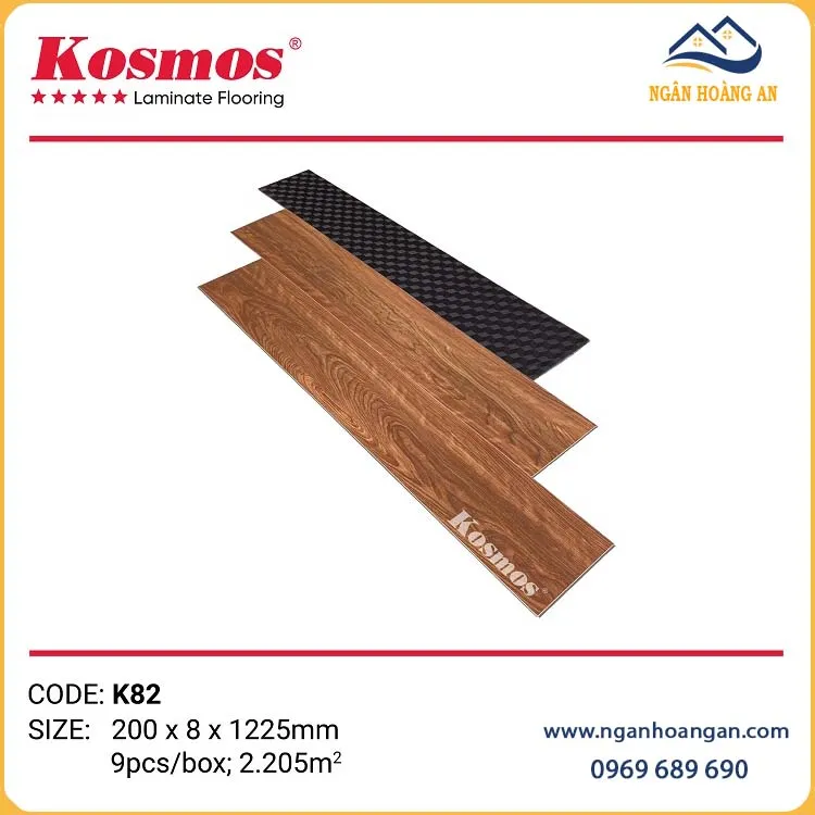 Sàn Gỗ Công Nghiệp Cốt Xanh Kosmos K82 Đế Cao Su 8mm Sàn Gỗ Công Nghiệp Cốt Xanh Kosmos K82 Đế Cao Su 8mm