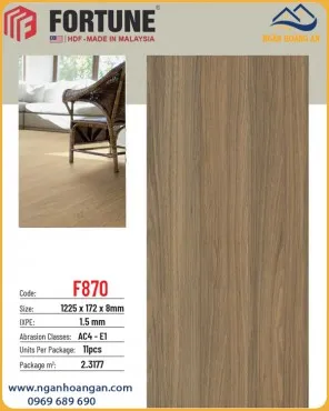 Sàn Gỗ Công Nghiệp Fortune F870 Dày 8mm 