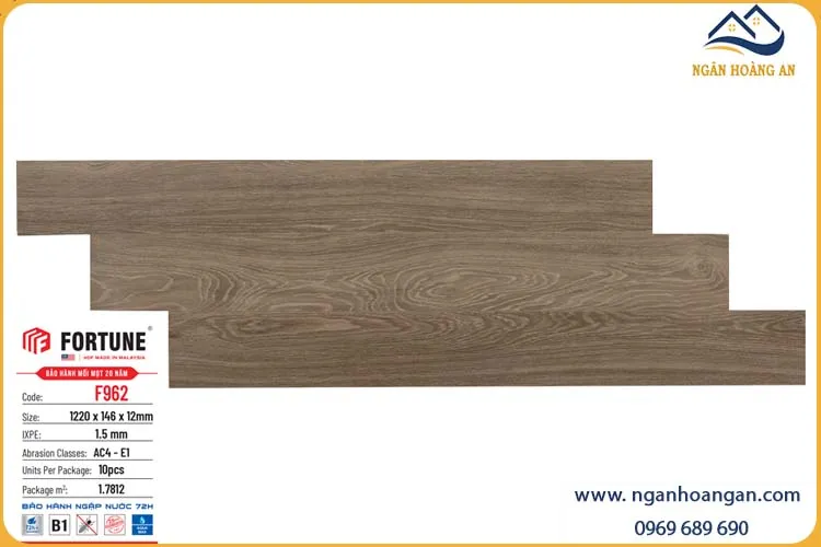 Sàn Gỗ Công Nghiệp Fortune F962 Dày 12mm 