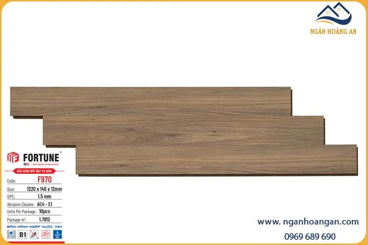Sàn Gỗ Công Nghiệp Fortune Malaysia F970 12mm
