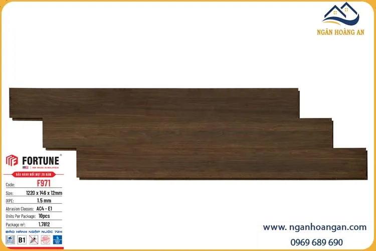 Sàn Gỗ Công Nghiệp Fortune Malaysia F971 Dày 12mm