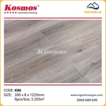 Sàn Gỗ Công Nghiệp Kosmos Có Đế Cao Su 8mm K86