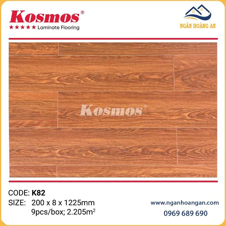 Sàn Gỗ Công Nghiệp Cốt Xanh Kosmos K82 Đế Cao Su 8mm Sàn Gỗ Công Nghiệp Cốt Xanh Kosmos K82 Đế Cao Su 8mm