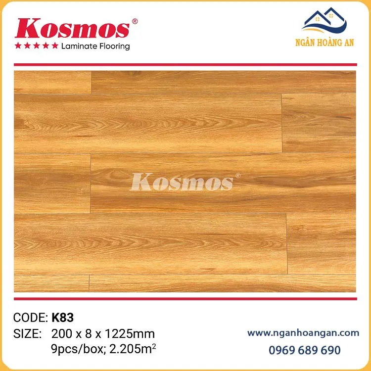 Sàn Gỗ Kosmos K83 Cốt Xanh Có Đế Cao Su 8mm