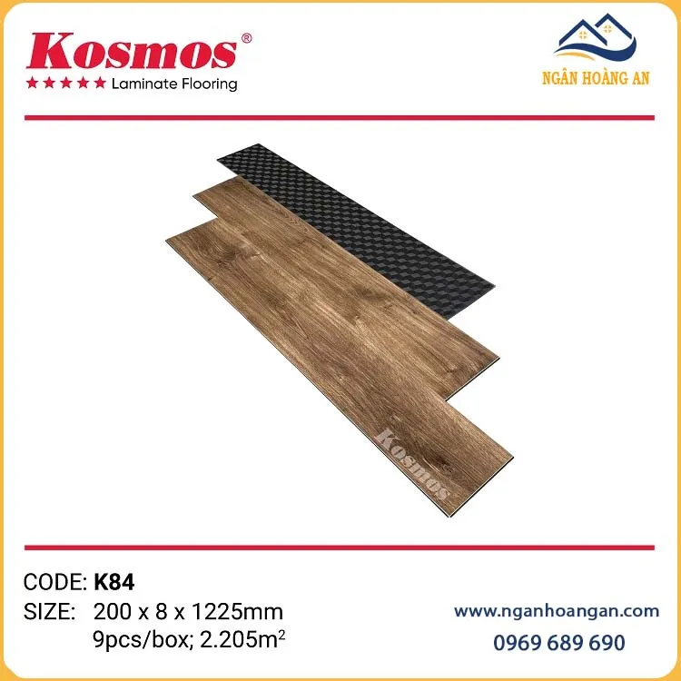 Sàn Gỗ Công Nghiệp Kosmos K84 Đế Cao Su 8mm Sàn Gỗ Công Nghiệp Kosmos K84 Đế Cao Su 8mm