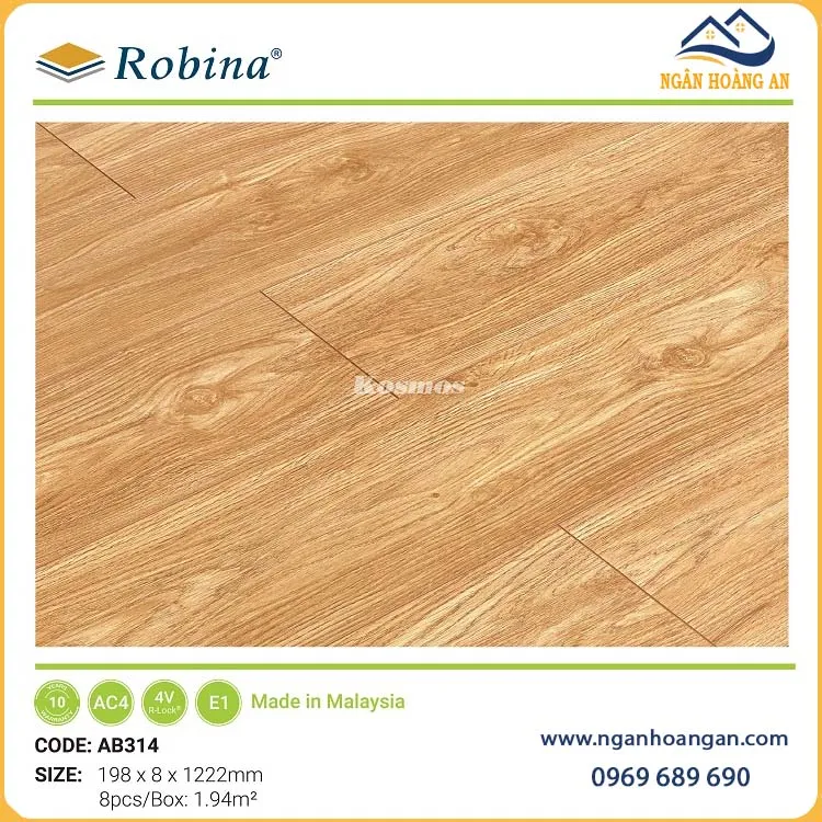 Sàn Gỗ Công Nghiệp Malaysia Robina AB314 8mm Sàn Gỗ Công Nghiệp Malaysia Robina AB314 8mm