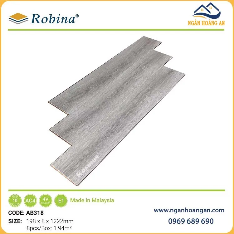 Sàn Gỗ Công Nghiệp Malaysia Robina AB318 8mm