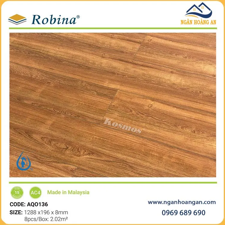 Sàn Gỗ Công Nghiệp Malaysia Robina Aqua AQ0136 8mm Sàn Gỗ Công Nghiệp Malaysia Robina Aqua AQ0136 8mm
