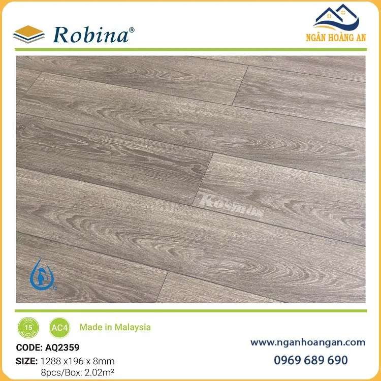 Sàn Gỗ Công Nghiệp Malaysia Robina Aqua AQ2359 8mm