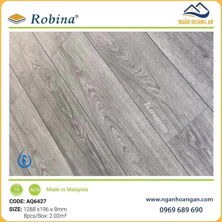 Sàn Gỗ Công Nghiệp Malaysia Robina Aqua AQ6427 8mm