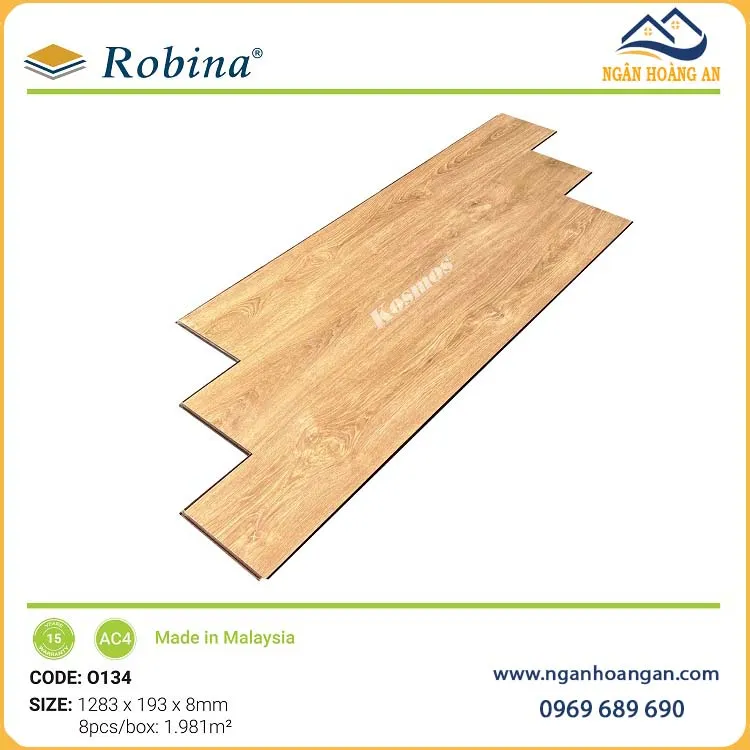 Sàn Gỗ Công Nghiệp Malaysia Robina O134 8mm