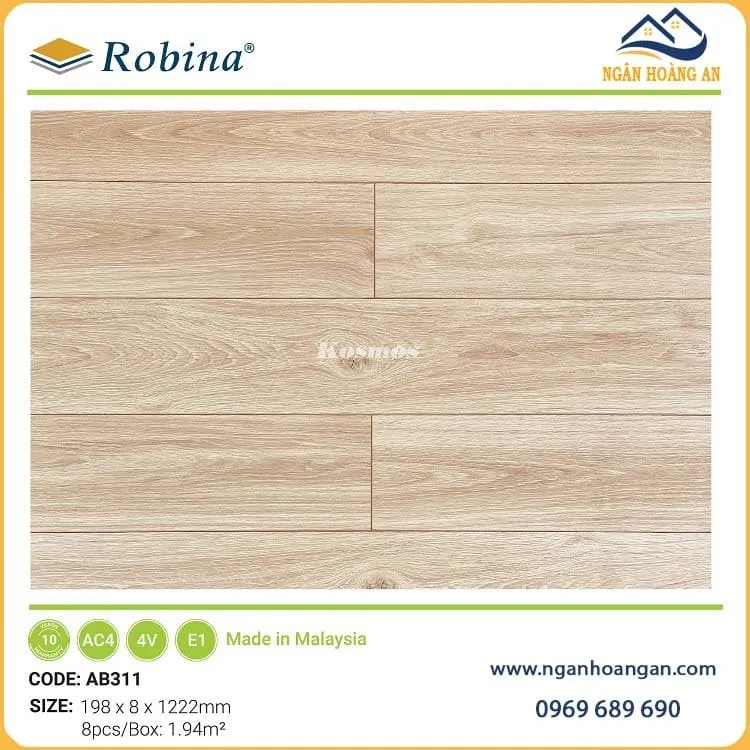 Sàn Gỗ Công Nghiệp Malaysia Robina AB311 8mm Sàn Gỗ Công Nghiệp Malaysia Robina AB311 8mm