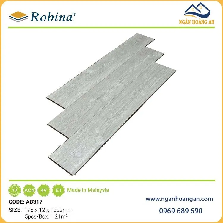 Sàn Gỗ Công Nghiệp Robina AB317 Dày 12mm