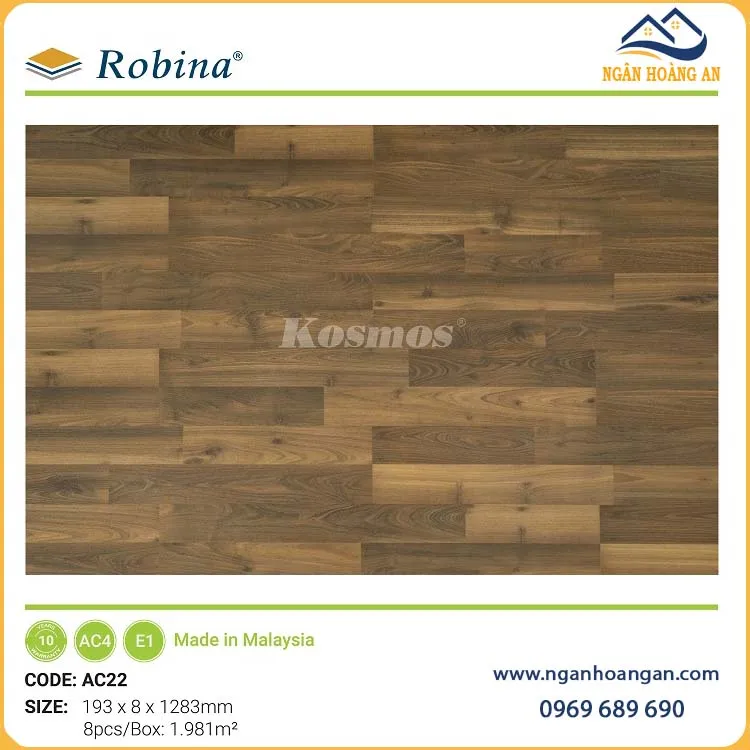 Sàn Gỗ Công Nghiệp Malaysia Robina AC22 8mm