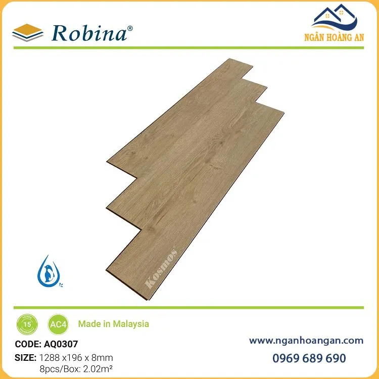 Sàn Gỗ Công Nghiệp Robina Aqua AQ0307 8mm