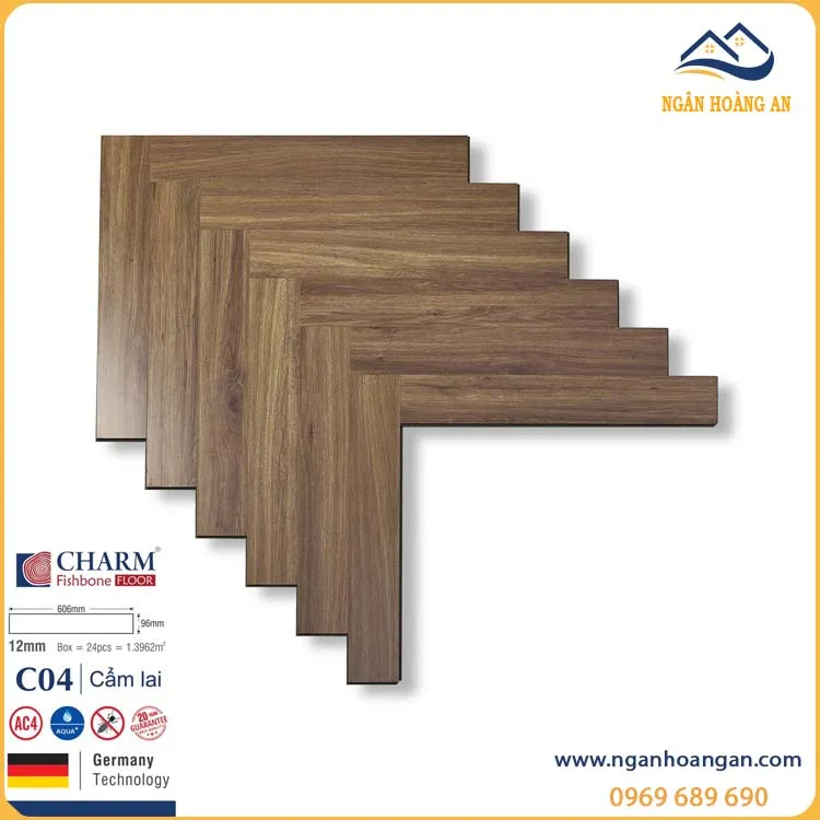 Sàn Gỗ Công Nghiệp Xương Cá Charmwood 12mm C04 Sàn Gỗ Công Nghiệp Xương Cá Charmwood 12mm C04