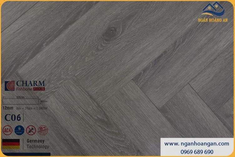 Sàn Gỗ Công Nghiệp Xương Cá Charmwood C06 12mm Sàn Gỗ Công Nghiệp Xương Cá Charmwood C06 12mm