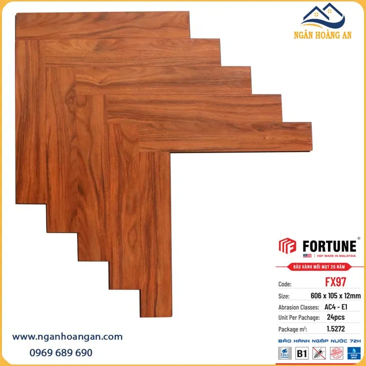 Sàn Gỗ Công Nghiệp Xương Cá Fortune 12mm FX97