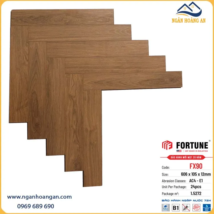 Sàn Gỗ Công Nghiệp Xương Cá Fortune FX90 12mm Sàn Gỗ Công Nghiệp Xương Cá Fortune FX90 12mm