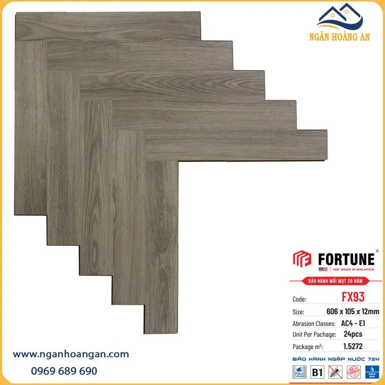 Sàn Gỗ Xương Cá Fortune Malaysia FX93 Dày 12mm