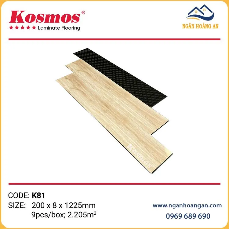 Sàn Gỗ Cốt Xanh Kosmos K81 Có Đế Cao Su 8mm Sàn Gỗ Cốt Xanh Kosmos K81 Có Đế Cao Su 8mm