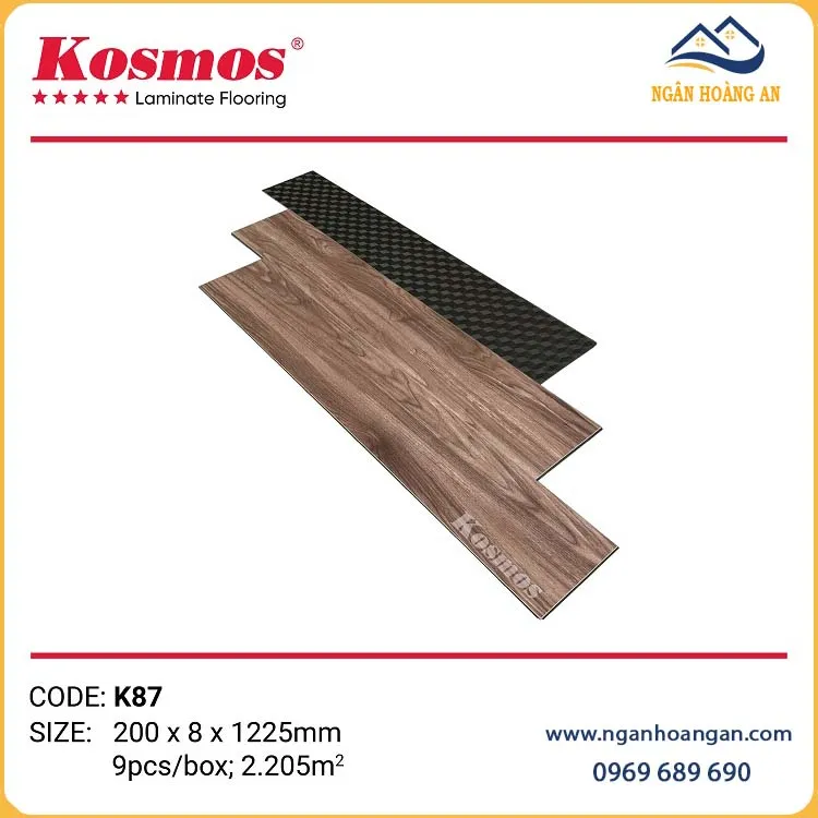 Sàn Gỗ Công Nghiệp Cốt Xanh Kosmos K87 8mm Sàn Gỗ Công Nghiệp Cốt Xanh Kosmos K87 8mm