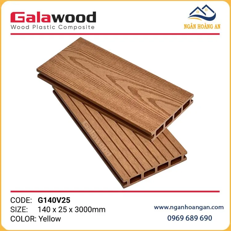 Sàn Gỗ Ngoài Trời Lót Sân Thượng Galawood G140V25 Yellow