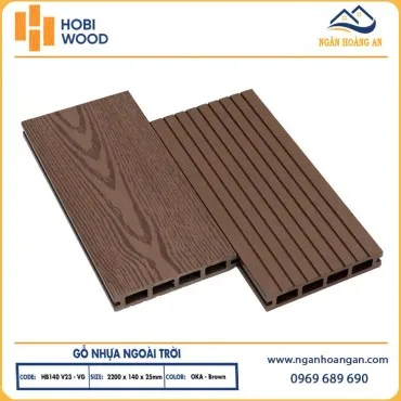Sàn Gỗ Nhựa Ngoài Trời Hobiwood HB140V25-VG Oka Brown