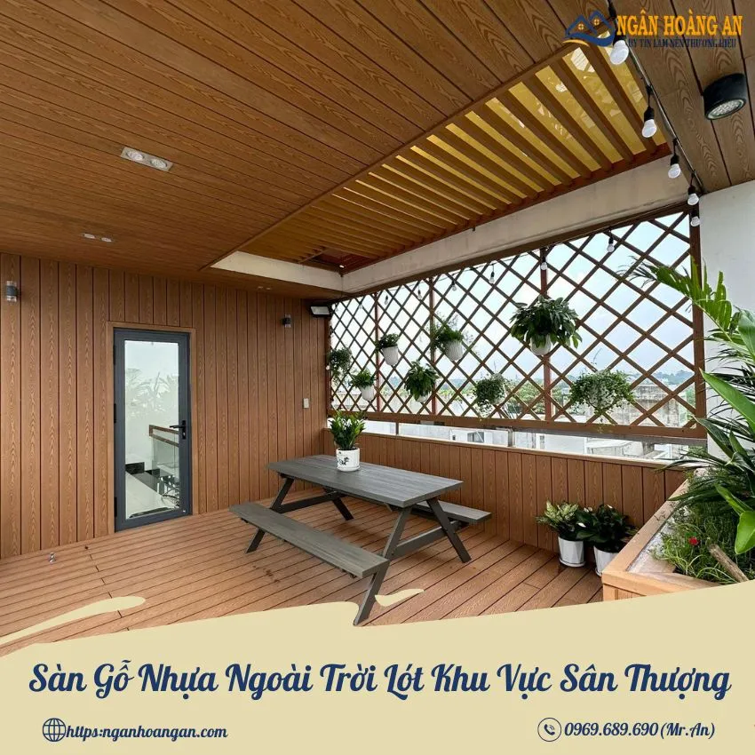Sàn Gỗ Nhựa Ngoài Trời Lót Khu Vực Sân Thượng