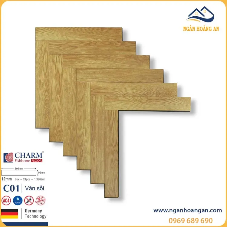 Sàn Gỗ Xương Cá Charmwood C01 Dày 12mm Sàn Gỗ Xương Cá Charmwood C01 Dày 12mm