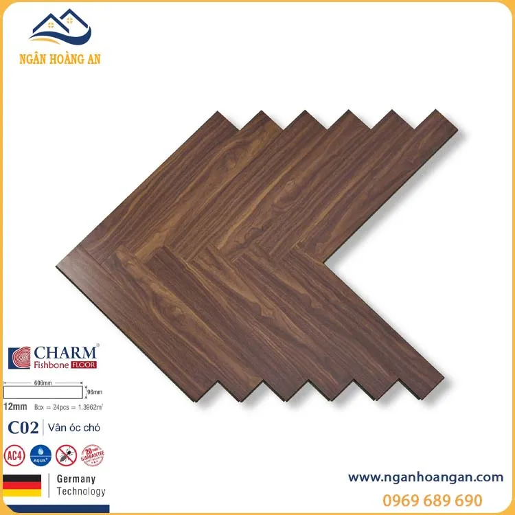 Sàn Gỗ Xương Cá Charmwood C02 12mm
