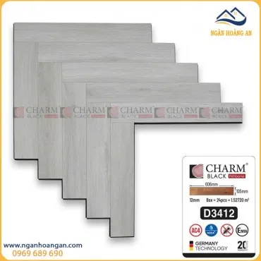 Sàn Gỗ Xương Cá Charmwood D3412 Cốt Đen 12mm