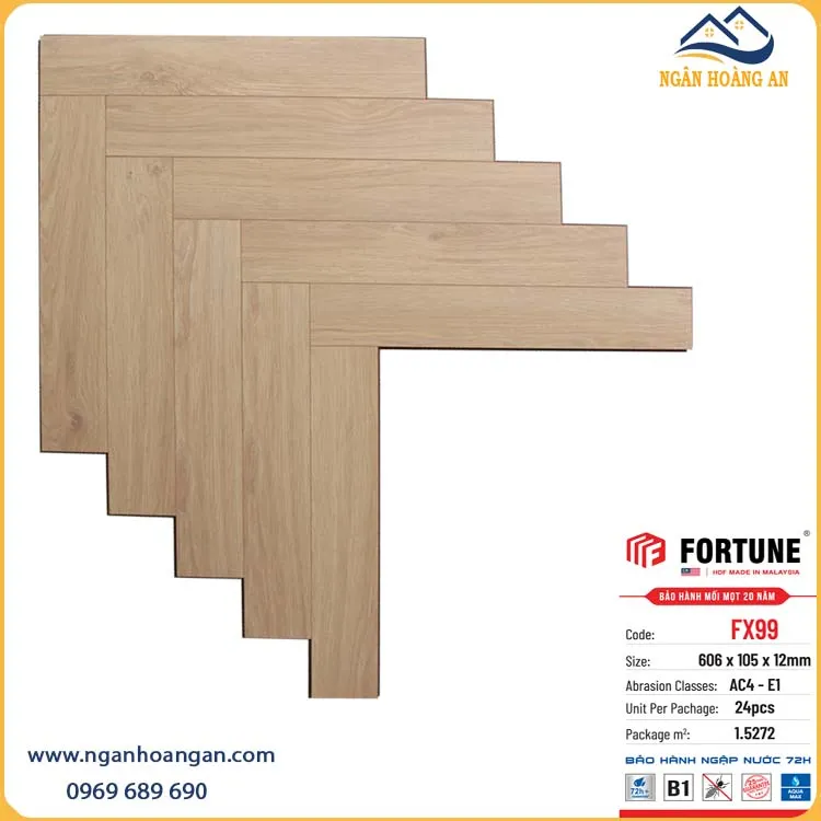 Sàn Gỗ Xương Cá Fortune Malaysia FX99 12mm Sàn Gỗ Xương Cá Fortune Malaysia FX99 12mm