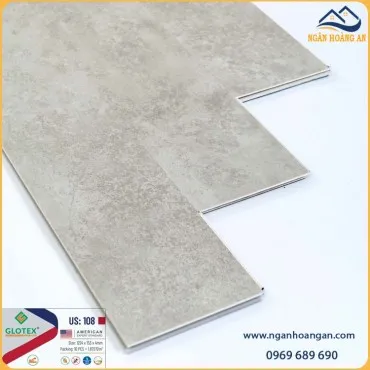Sàn Nhựa Hèm Khóa Giả Bê Tông Glotex US108 Đế Cao Su