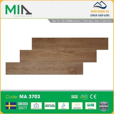 Sàn Nhựa Giả Gỗ Hèm Khóa MIA MA 3703 Đế Cao Su 5.7mm
