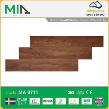 Sàn Nhựa Giả Gỗ Hèm Khoá MIA MA 3711 Đế Cao Su 5.7mm