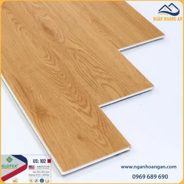 Sàn Nhựa Giả Gỗ Vinyl Hèm Khóa Glotex US102 Đế Cao Su 4mm