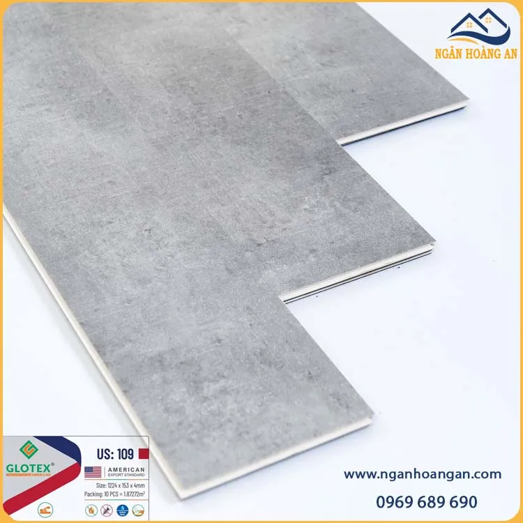 Sàn Nhựa Giả Bê Tông Hèm Khoá Glotex US109 Đế Cao Su
