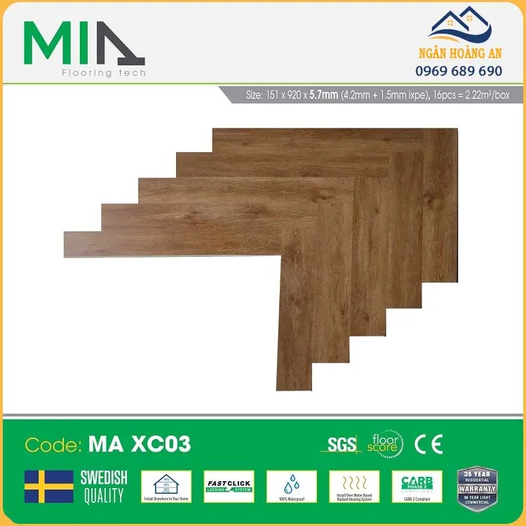 Sàn Nhựa Hèm Khoá Xương Cá MIA MA XC03