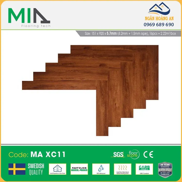 Sàn Nhựa Hèm Khoá Xương Cá MIA MA XC11 Sàn Nhựa Hèm Khoá Xương Cá MIA MA XC11