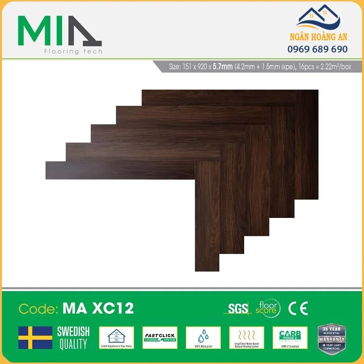 Sàn Nhựa Hèm Khoá Xương Cá MIA MA XC12