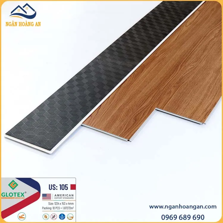 Sàn Nhựa Vinyl Hèm Khóa Giả Gỗ Glotex US105