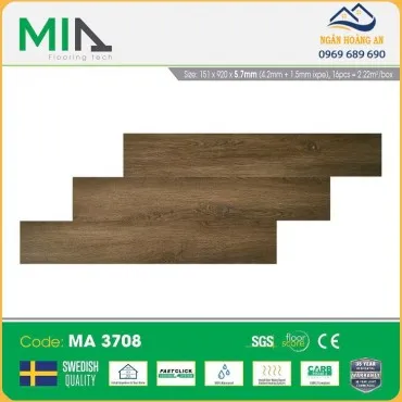 Sàn Nhựa Giả Gỗ Vinyl Hèm Khóa MIA MA 3708 Đế Cao Su 5.7mm