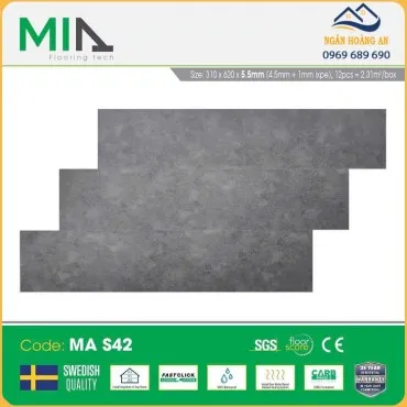 Sàn Nhựa Vinyl Hèm Khóa Giả Gỗ MIA MA S42 Đế Cao Su 5.5mm